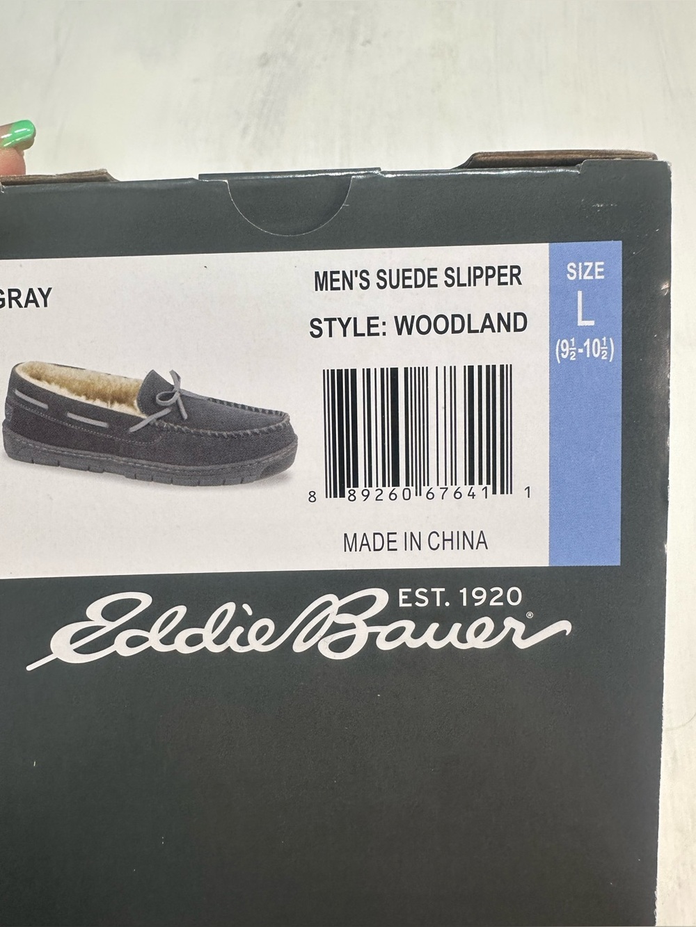 Eddie Bauer Woodland Suede Slippers Men’s Large 9.5-10.5 Gray Faux Fur NIB - Picture 6 of 8